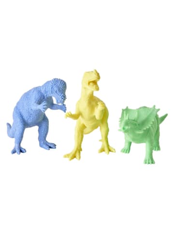 Rice 3er-Set: Spielfiguren "Dino" in Grün/ Blau/ Gelb ab 3 Jahren - (B)8 x (H)15 cm
