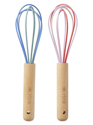 Rice 2er-Set: Schneebesen in Hellbraun/ Bunt - (H)20 cm
