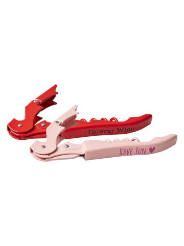 Rice 2er-Set: Korkenzieher in Rot/ Rosa - (H)15,5 cm 