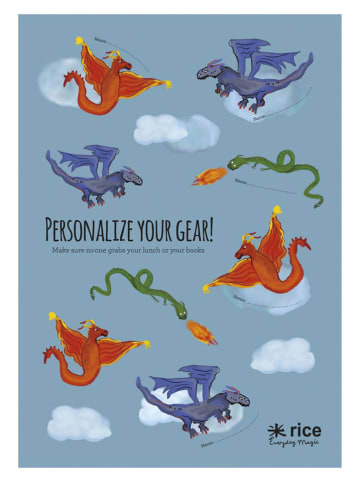 Rice 2-delige set: lunchboxstickers "Dragon" meerkleurig