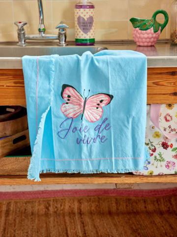 Rice Theedoek "Butterfly Field" blauw - (L)70 x (B)50 cm