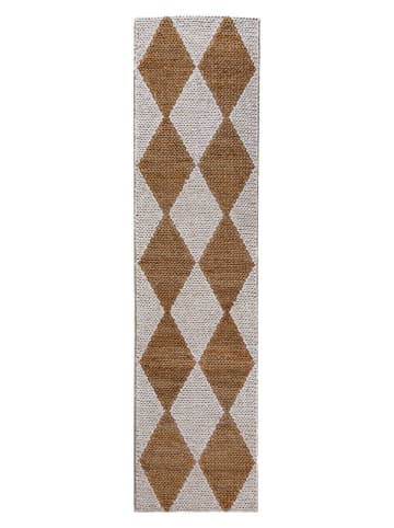 Flair Rugs Jute-Läufer "Nolen" in Weiß/ Hellbraun