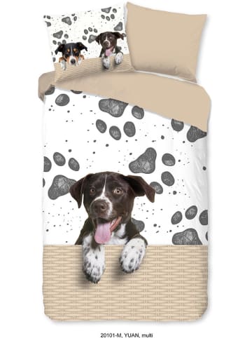 Pure Mikrofaser-Bettwäsche-Set "Yuan" in Beige/ Weiß