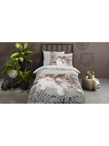 Pure Mikrofaser-Bettwäsche-Set "Snooze" in Hellgrau