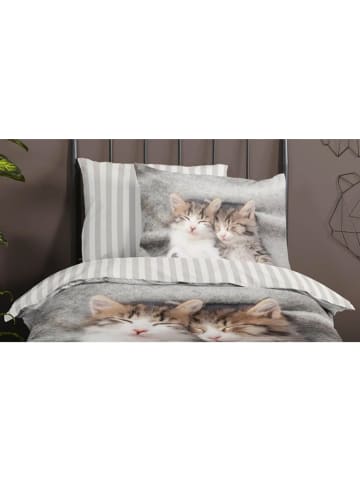 Pure Mikrofaser-Bettwäsche-Set "Snooze" in Hellgrau