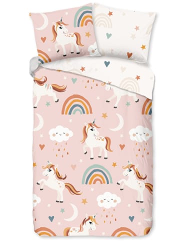 Pure Komplet pościeli "Aina" w kolorze jasnoróżowym ze wzorem z mikrofibry