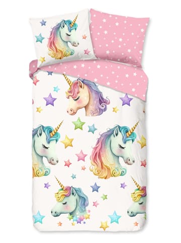 Pure Mikrofaser-Bettwäsche-Set "Fancy" in Weiß/ Rosa