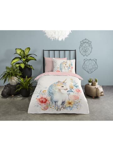 Pure Mikrofaser-Bettwäsche-Set "Unidream" in Weiß/ Rosa