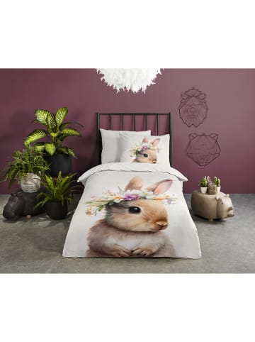 Pure Microvezel beddengoedset "Evi" wit/lichtbruin