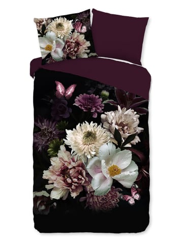 Pure Mikrofaser-Bettwäsche-Set "Marleen" in Schwarz/ Bordeaux/ Creme