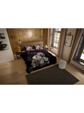 Pure Mikrofaser-Bettwäsche-Set "Marleen" in Schwarz/ Bordeaux/ Creme