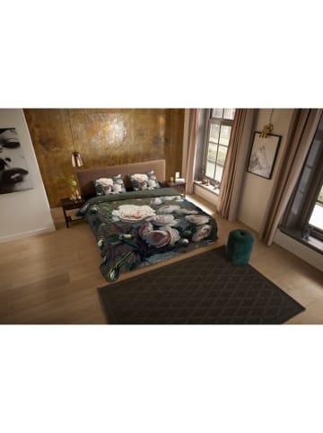 Pure Microvezel beddengoedset "White Roses" groen