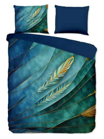 Pure Microvezel beddengoedset "Neva" donkerblauw/mintgroen