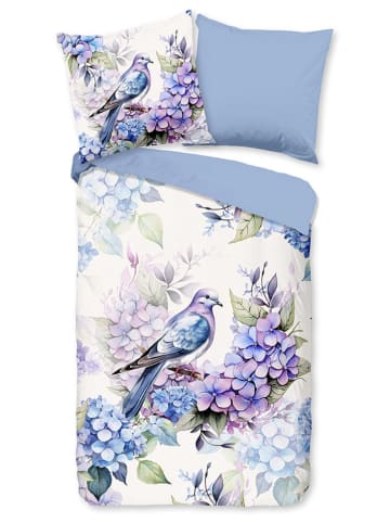 Pure Microvezel beddengoedset "Amira" wit/lichtblauw