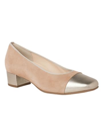 HASSIA Leren pumps "Evelyn" lichtbruin/goudkleurig