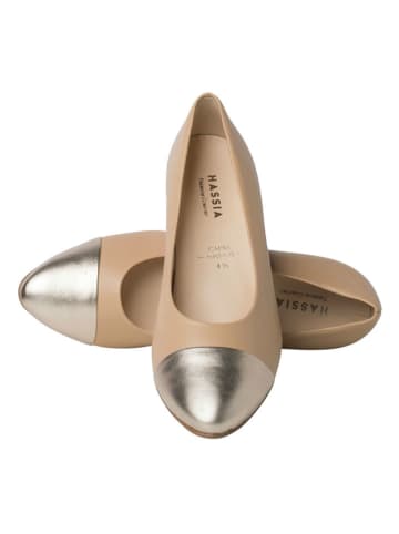 HASSIA Leder-Pumps "Capri" in Hellbraun/ Gold