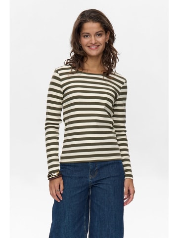 NÜMPH Longsleeve "Mixie" kaki/wit