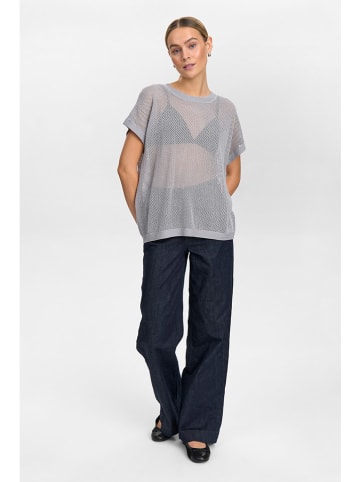 NÜMPH Gebreid shirt zilverkleurig