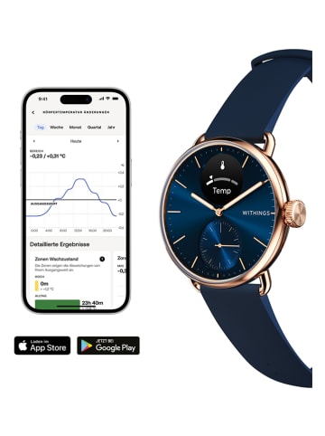 WITHINGS Smartwatch "ScanWatch 2" w kolorze złoto-granatowym