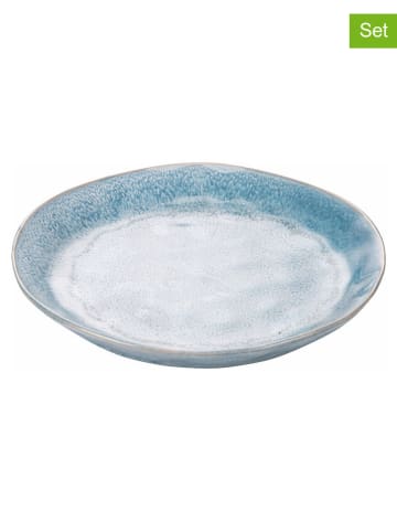 Villa d´Este 6er-Set: Dessertteller "The Market" in Hellblau/ Braun - Ø 20 cm