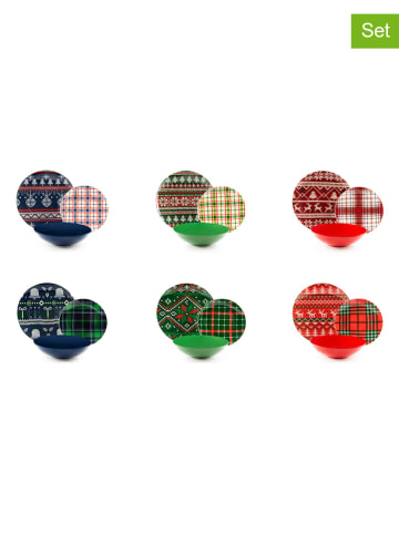 Trendy Kitchen by EXCÉLSA 18-częściowy zestaw "Fall Winter" w kolorze niebiesko-czerwonym