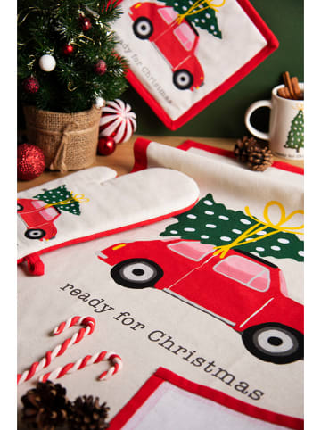 Trendy Kitchen by EXCÉLSA Geschirrtuch "Ready for Christmas" in Creme/ Rot - (L)70 x (B)50 cm