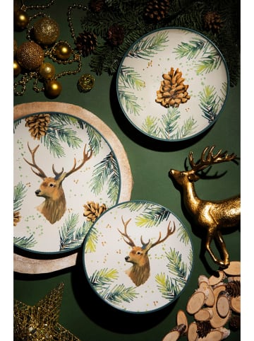 Trendy Kitchen by EXCÉLSA 12tlg. Tafelservice "Nordic Deer" in Creme/ Grün