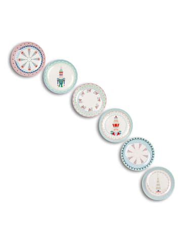 Trendy Kitchen by EXCÉLSA 6er-Set: Dessertteller ''Xmas Sweet Pastels'' in Bunt - Ø 20,5 cm