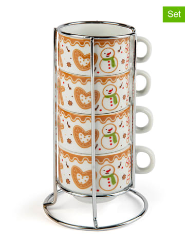 Trendy Kitchen by EXCÉLSA 5-częściowy zestaw "Wonderful Ginger" w kolorze biało-jasnobrązowym do kawy