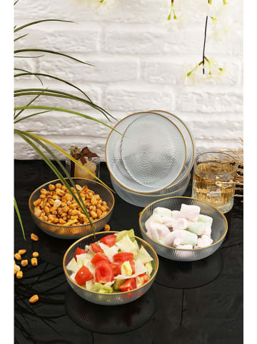 Hermia 6er-Set: Servierschalen in Transparent/ Gold - Ø 14 cm