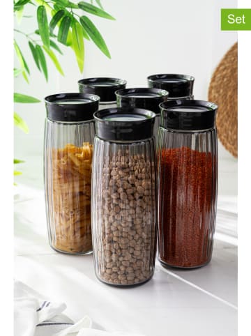 Hermia 6er-Set: Vorratsdosen in Schwarz - (H)26 x Ø 10 cm