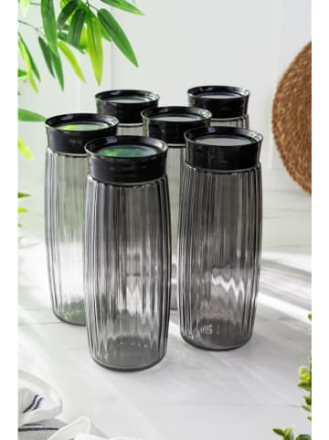 Hermia Pojemniki (6 szt.) w kolorze czarnym - wys. 26 x Ø 10 cm