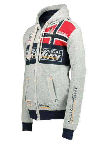 Geographical Norway Sweatvest grijs/rood/donkerblauw