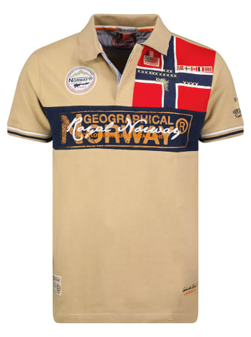 Geographical Norway Koszulka polo "Kidney" w kolorze beżowo-czerwono-czarnym