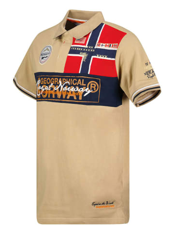 Geographical Norway Koszulka polo "Kidney" w kolorze beżowo-czerwono-czarnym