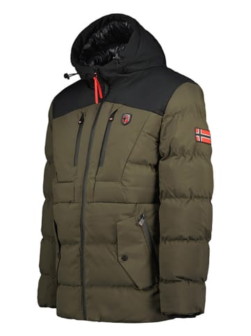 Geographical Norway Doorgestikte jas "Cachot" kaki/zwart