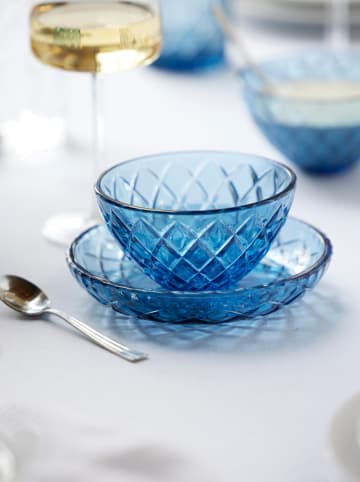 Lyngby Glas Miski (4 szt.) "Sorrento" w kolorze niebieskim - Ø 12 cm