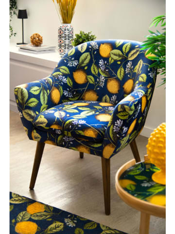 EXCELSA Fotel "Boboli" w kolorze granatowo-żółtym - 70,5 x 83 x 65 cm