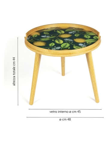 EXCELSA Beistelltisch "Boboli" in Natur/ Grün - (H)44 x Ø 48 cm