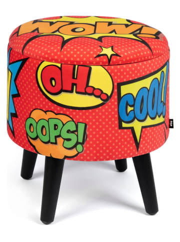 EXCELSA Aufbewahrungshocker "Pop Living" in Rot/ Bunt - (H)45 x Ø 37 cm