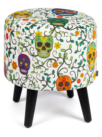 EXCELSA Hocker "Calavera" ze wzorem - wys. 45 x Ø 37 cm