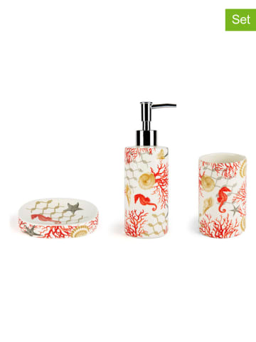 EXCELSA 3-delige badkamerset "Coral" rood/geel