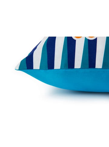 Trendy Kitchen by EXCÉLSA Poduszka "Sicilian Rhapsody" w kolorze niebieskim ze wzorem - 45 x 45 cm