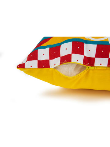 Trendy Kitchen by EXCÉLSA Poduszka "Sicilian Rhapsody" w kolorze żółtym ze wzorem - 45 x 45 cm