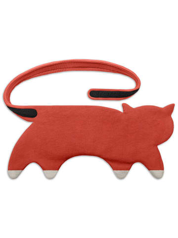 Leschi Bio-Körnerkissen "Katze Coco" in Rot - (L)40 x (B)4 x (H)14 cm