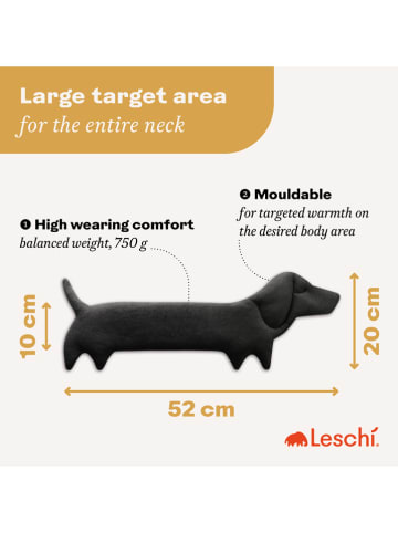 Leschi Wärmekissen "Hund Winston" in Schwarz - (B)52 x (H)20 x (T)4 cm
