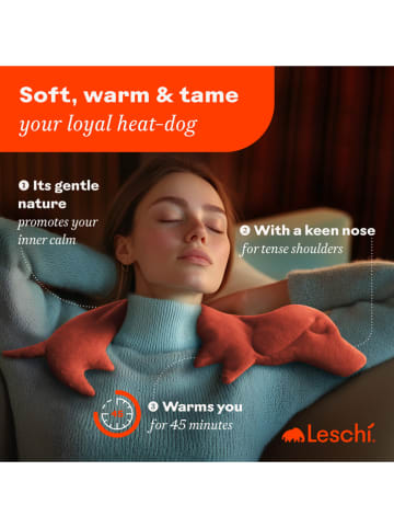 Leschi Bio-Körnerkissen "Hund Winston" in Rot - (L)52 x (B)4 x (H)10 cm