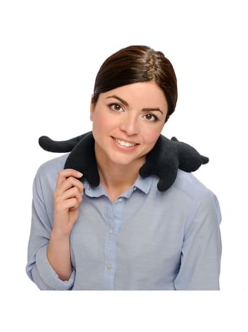 Leschi Bio-Körnerkissen "Katze Minina" in Grau - (L)47 x (B)4 x (H)10 cm