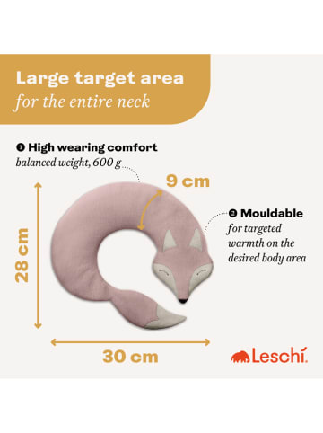Leschi Bio-Körnerkissen "Fuchs Noah" in Rosa - (L)50 x (B)4 x (H)10 cm
