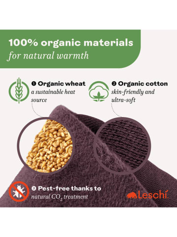 Leschi Bio-Körnerkissen "Fuchs Noah" in Lila - (L)50 x (B)4 x (H)10 cm